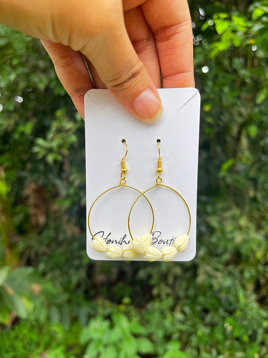 Pikake Hoop Dangle Earrings (Gold/Silver)